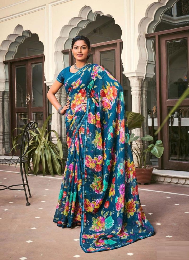 Lt Akshara Printed Ethnic Wear Wholesale Chiffon Sarees